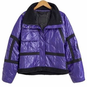 Free People Movement Vagabond Bomber Jacket Women's Medium Purple Slouchy NEW